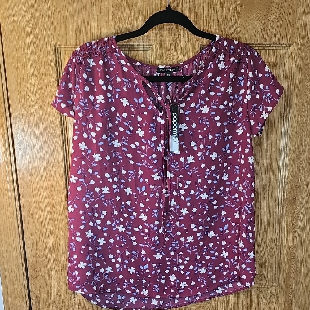 Papermoon Maroon Floral Print Blouse